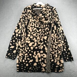 LANE BRYANT Sweater Size 22/24 Leopard Print Tunic Wrap Long Sleeve Knit